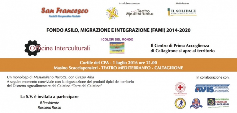 Il 3 luglio alle 21.00 al CPA di Caltagirone la giornata conclusiva del Progetto "Officine Interculturali"