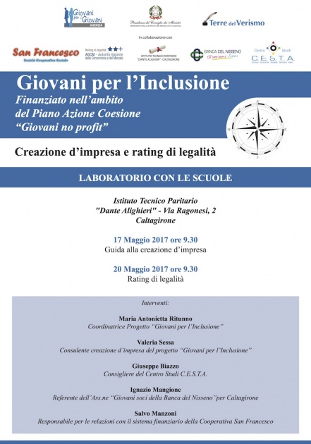 Laboratorio con le scuole "Creazione d'impresa e rating di legalità"