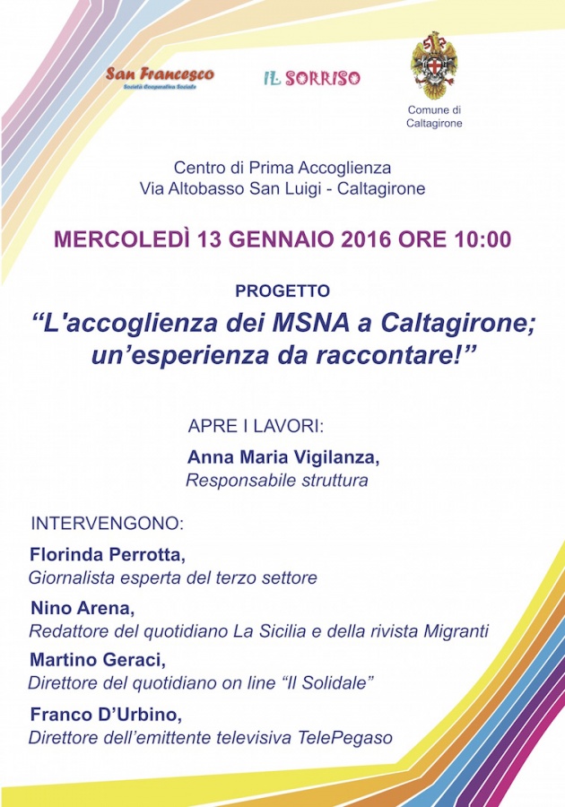 Seminario  "L'accoglienza dei MSNA a Caltagirone; un'esperienza da raccontare!"