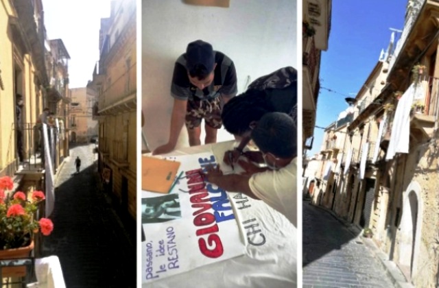 A Mineo nel Quartiere di via Ducezio esposti “lenzuoli bianchi della legalità”